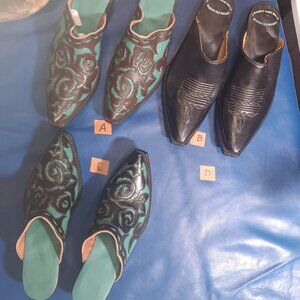 Womens mules turqoise, brown black, 1 to 3 pair